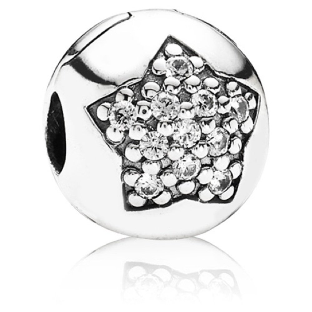 Genuine Retired PANDORA You're a Star Clip w Clear Pave Zirconia - 791056CZ